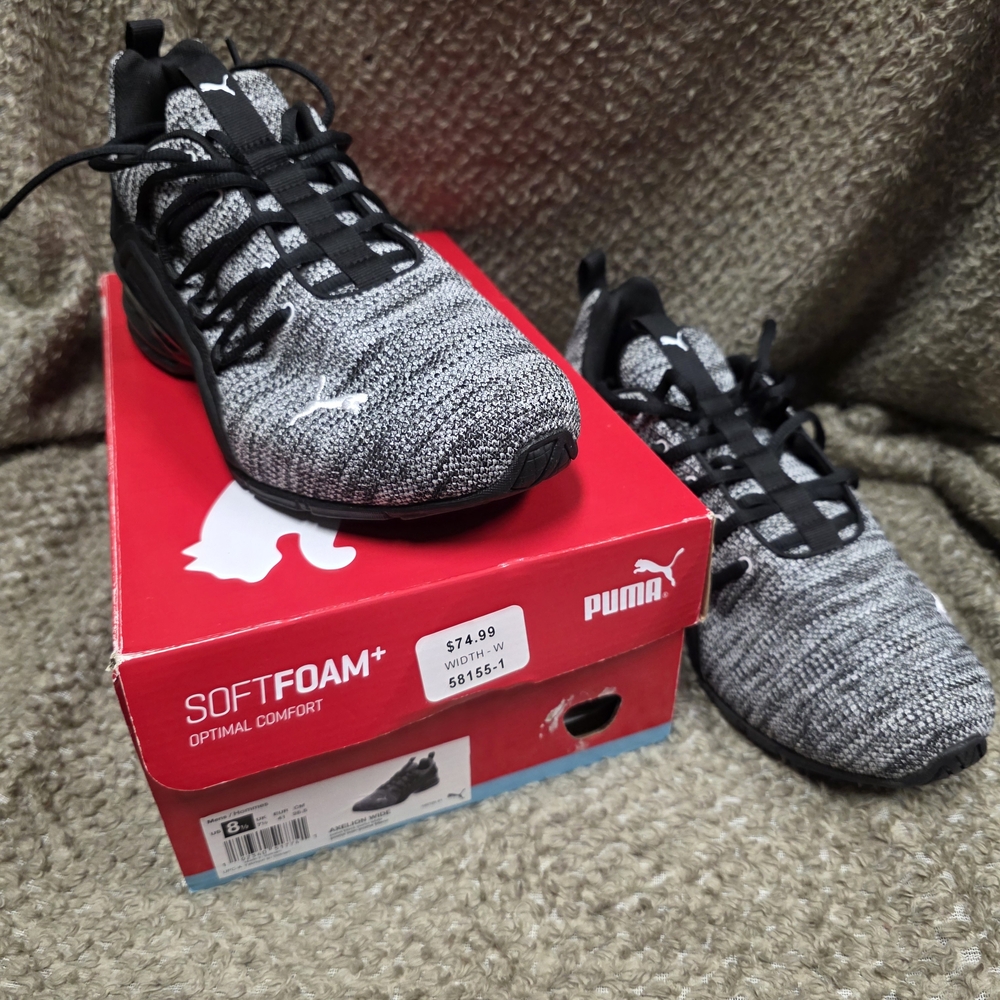 PUMA Men's Black and White Athletic Shoes